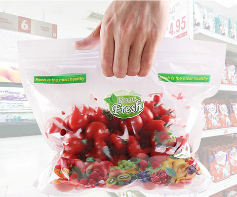 Sacos de plástico de empacotamento da uva das frutas e legumes Antifog do punho para vegetais de empacotamento